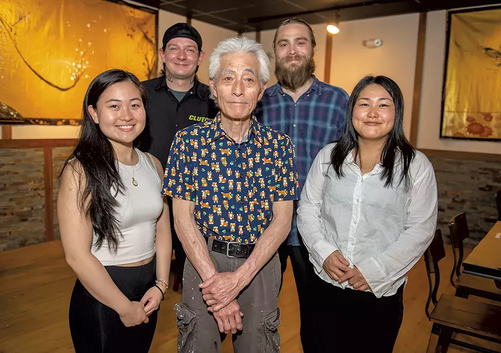 The team behind Sushi Maeda on Burlington’s Cherry Street. From left: Reiko Maeda, Patrick Dougherty, Kazutoshi “Mike” Maeda, Shane Hardy-Johnson and Minori Ueki - DARIA BISHOP