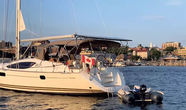 A Canadian boat in Burlington Bay in August 2021 - DON EGGERT ©️ SEVEN DAYS