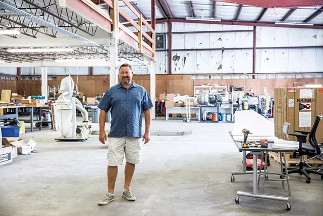 Marty Spaulding at the new home for two Burlington Technical Center programs, pre-tech and aviation - CAT CUTILLO