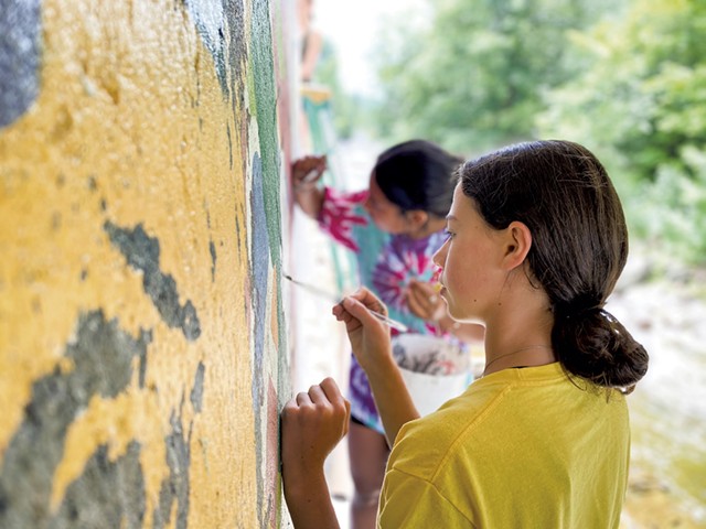 Painting the mural - COURTESY OF RORY JACKSON