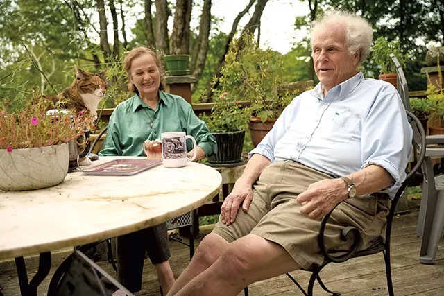 Kate and Bill Schubart with their cat Bridget - BEAR CIERI