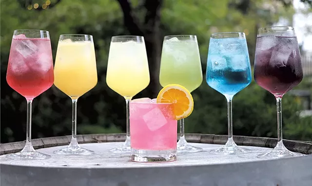 Juniper's Outright Orange cocktail (small, center) - COURTESY OF RACHEL KUCHARSKI/HOTEL VERMONT
