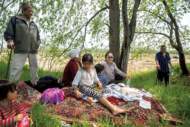 Nepali families picnic at the farm - JAMES BUCK