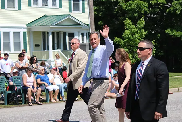 Gov. Peter Shumlin marches Monday in Vergennes' Memorial Day Parade - PAUL HEINTZ