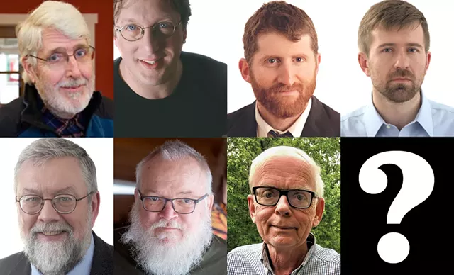 Former Seven Days Fair Game columnists Peter Freyne, Shay Totten, Andy Bromage, Paul Heintz, John Walters, Dave Gram and Mark Johnson - FILE PHOTOS