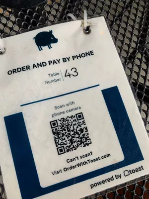 Tabletop QR order system at Pro Pig Brewery in Waterbury - MELISSA PASANEN