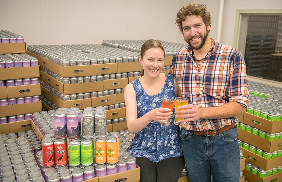 Groennfell Meadery coowners Kelly and Ricky Klein at their factory in St. Albans - DARIA BISHOP