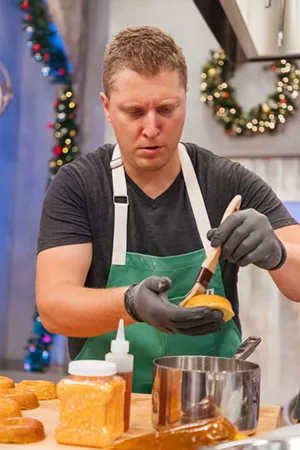 Adam Monette on the set of Food Network's "Holiday Baking Championship" - COURTESY OF ROB PRYCE