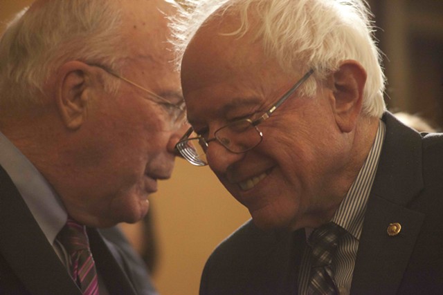Sen. Patrick Leahy, left, and Sen. Bernie Sanders in 2014 - FILE: MATTHEW THORSEN