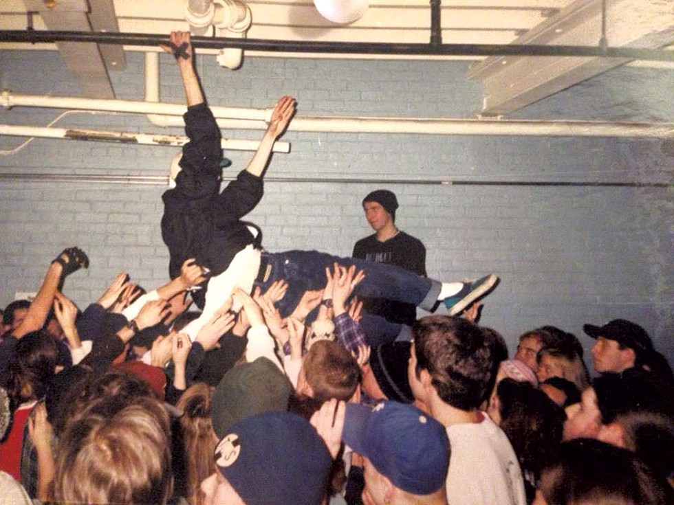 Crowd-surfing at 242 Main, 1995 - COURTESY OF JOE HARIG