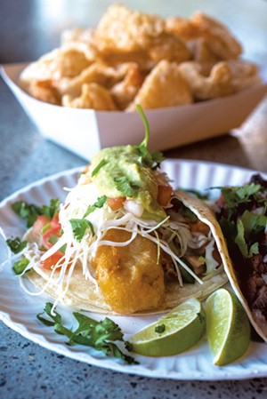 Baja fish taco and chicharr&oacute;nes at Alfie's Wild Ride - JEB WALLACE-BRODEUR