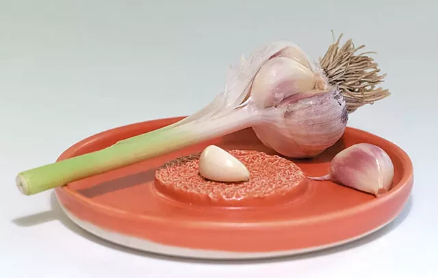 Cedar Tree Pottery garlic grater plate - COURTESY OF ALLIE V. CLOYES