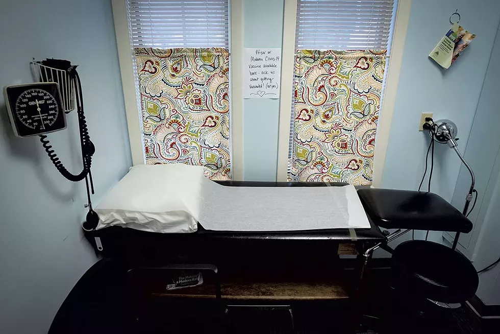Curtains sewn by Dr. Norris in an exam room - GLENN RUSSELL