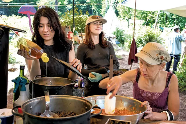 Eloisa, Emily and Pearly Gates cooking - CALEB KENNA