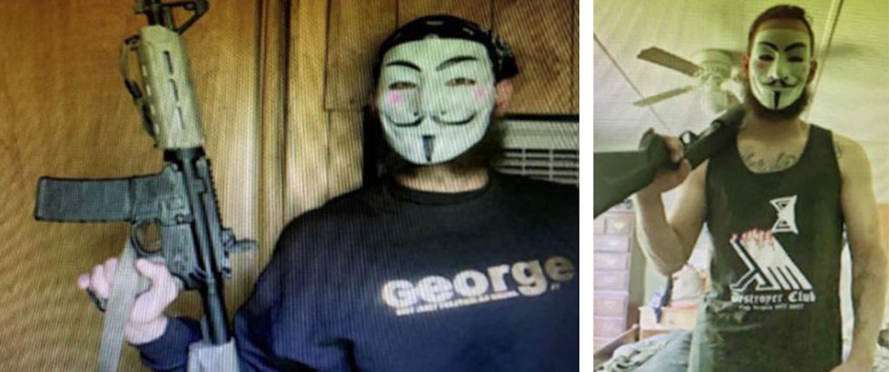 Languerand in a Guy Fawkes mask from his online posts - COURTESY OF U.S. DEPARTMENT OF JUSTICE