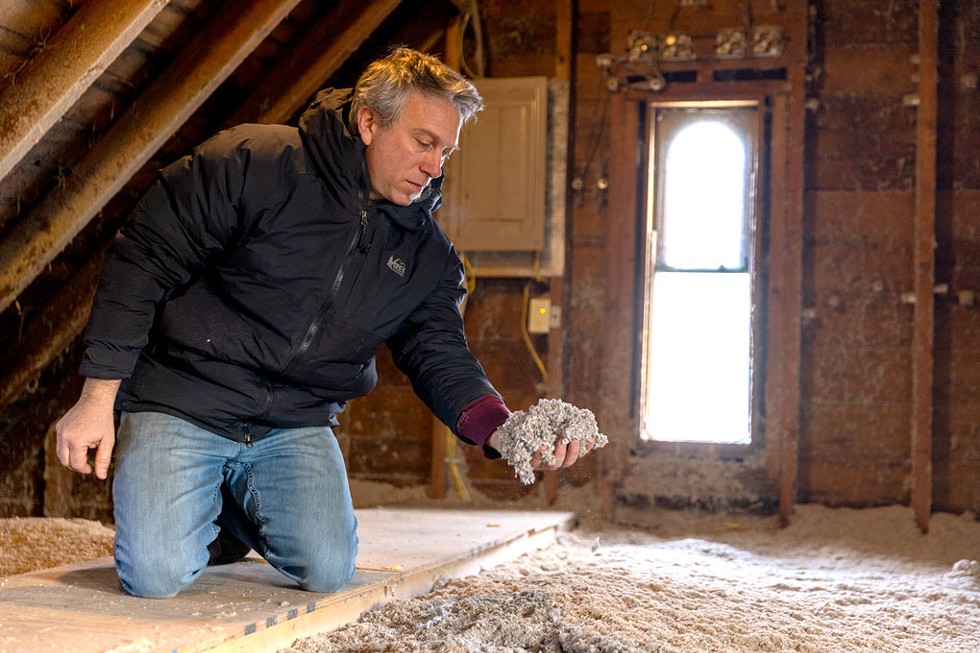Building expert Jake Marin in his well-insulated attic - JAMES BUCK