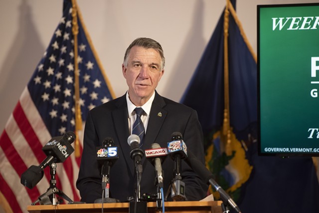 Gov. Phil Scott at a December press conference - JEB WALLACE-BRODEUR