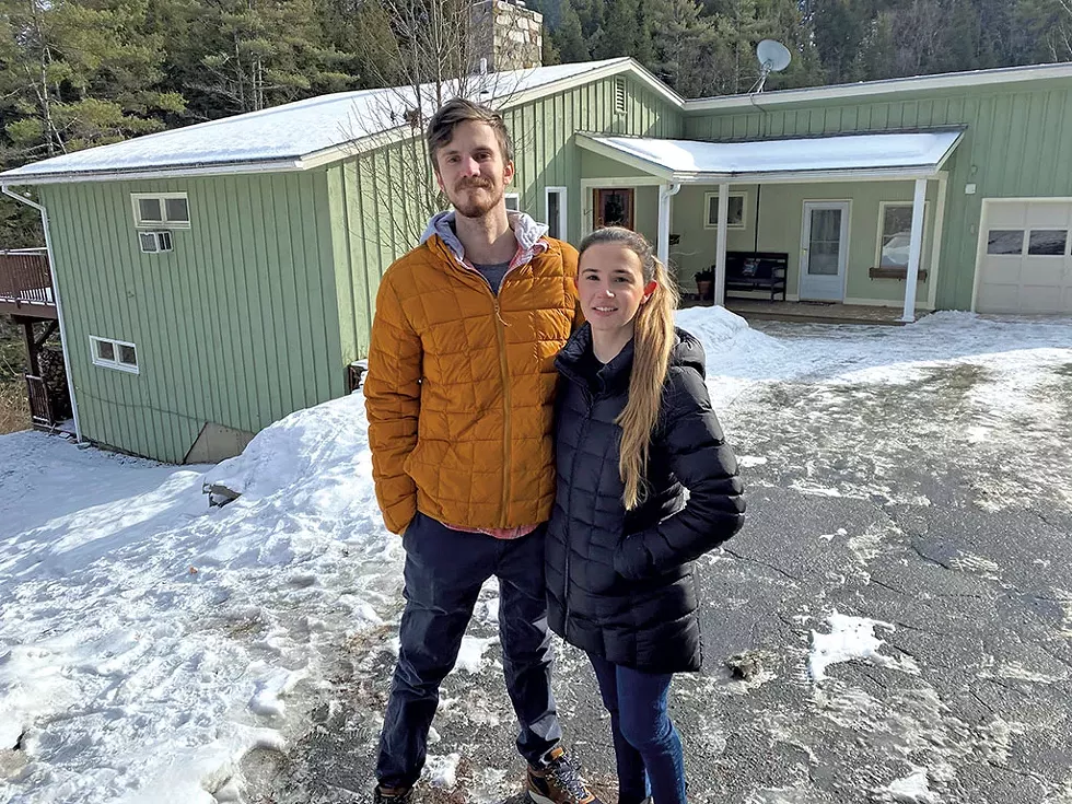 Aric and Abby Mazick outside the open house in Hartford - MATTHEW ROY