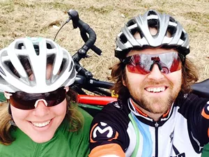 Sarah and Tristan taking a riding break.