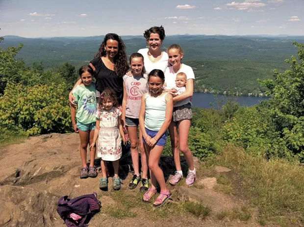 Elmore Mountain Fire Tower The all-female crew at the Lake Elmore overlook. - JESSICA LARA TICKTIN