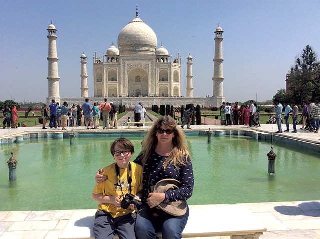 Nancy and David in front of the Taj Mahal