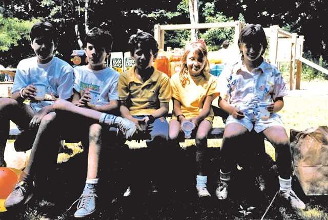 The author (right) with her elementary-school boyfriend Jeff (second from left)