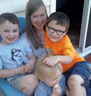 Au pair Sina Marburger with Emily Peters' sons