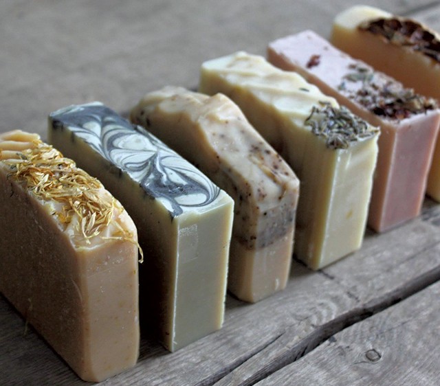 Homemade soaps decorated with dried flowers - COURTESY OF BEES ON BROADWAY