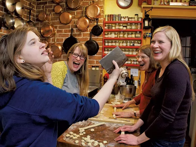 Astrid (second from left) makes gnocchi with her daughter, mom and sister - ANDY BRUMBAUGH