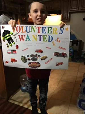 Ethan Bishop recruiting volunteers for the town of Clarendon