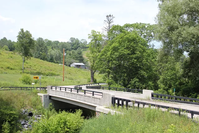 The “Covered” Bridge; Timestamp: 0:07:30. Production constructed a now-removed crimson wooden cover that the Maitlands' car crashed through - JAKE HANLEY