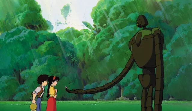 Pazu and Sheeta meet a robot in 'Castle in the Sky' - © 1986 STUDIO GHIBLI