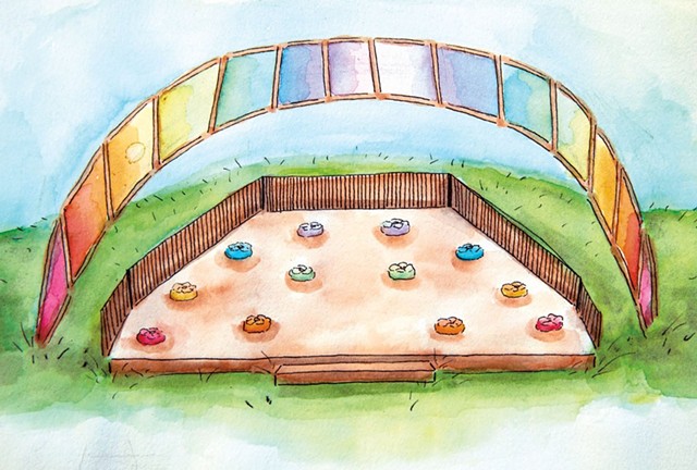 A new outdoor classroom, illustrated by 11th grade student Wren Van Deusen - COURTESY OF LAKE CHAMPLAIN WALDORF SCHOOL