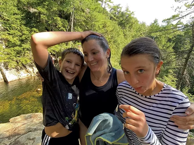 Alison and her kids - at the Falls of Lana - JEFF NOVAK