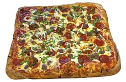 Pizza with the works at Shaggy's Snack Bar & Pizza - JULIA CLANCY