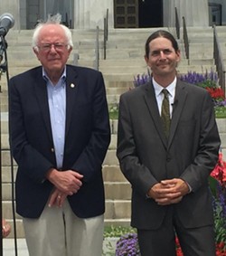 Sen. Bernie Sanders and Sen. David Zuckerman earlier this year in Montpelier - COURTESY: DAVID ZUCKERMAN