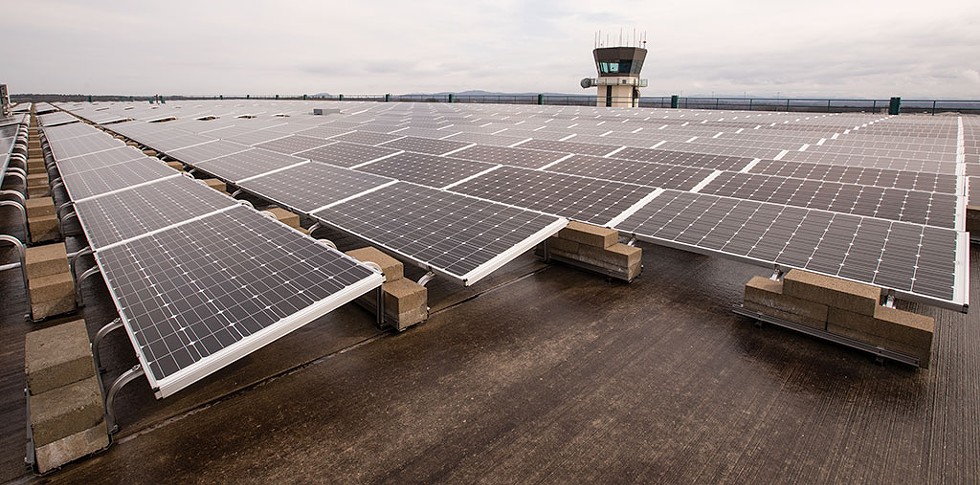 Rooftop solar array at BTV - CAT CUTILLO