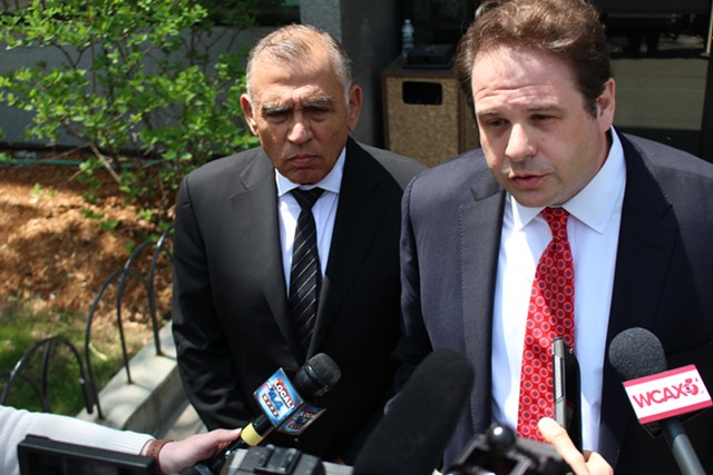 Ariel Quiros (left) with his former lawyer, Seth Levine, after a 2019 court hearing - FILE: PAUL HEINTZ ©️ SEVEN DAYS