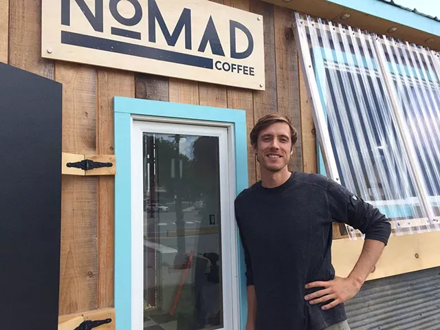 Andrew Sepic in front of the Nomad Coffee trailer