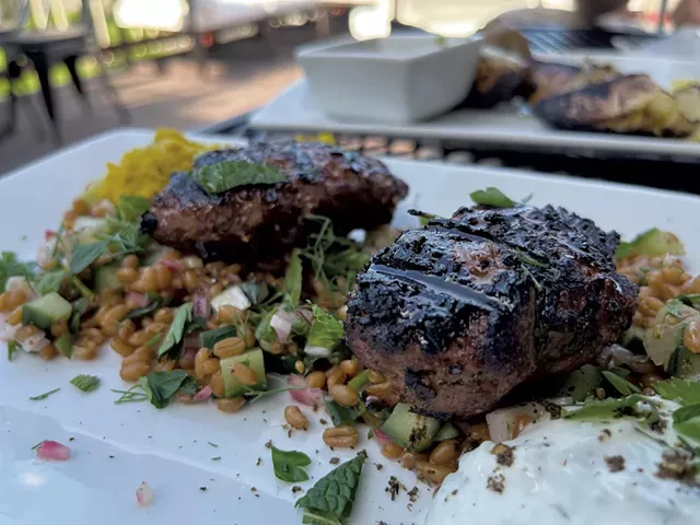 Good Grocery's lamb and Wagyu kebab at Apr&egrave;s - JORDAN BARRY ©️ SEVEN DAYS