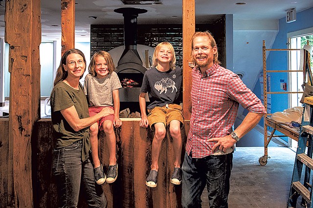 Owners Kate Baron and Jason Kirmse with their sons, Oliver (left) and Henry - CALEB KENNA