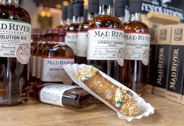 A Funfetti-themed cannoli served at the Mad River Distillers' tasting room pop-up - JAMES BUCK