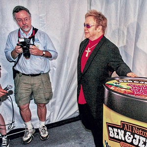 Stephen Mease (left) and Sir Elton John in 2008 - COURTESY