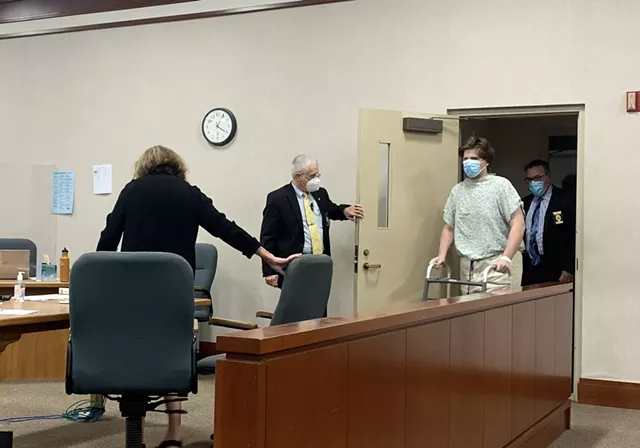 David Johnson, 20, enters a Chittenden County courtroom on Wednesday - DEREK BROUWER ©️ SEVEN DAYS