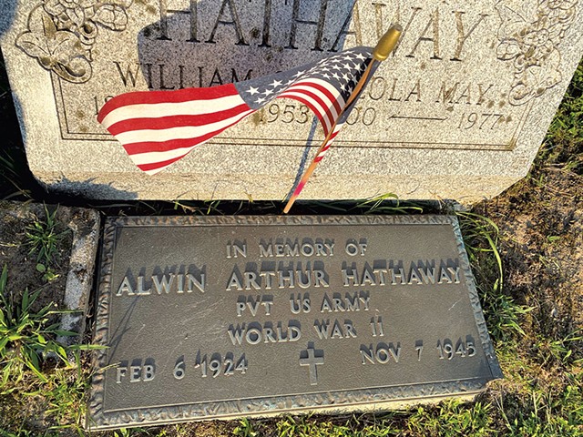 Pvt. Alwin Hathaway's grave site in Hinesburg - SASHA GOLDSTEIN