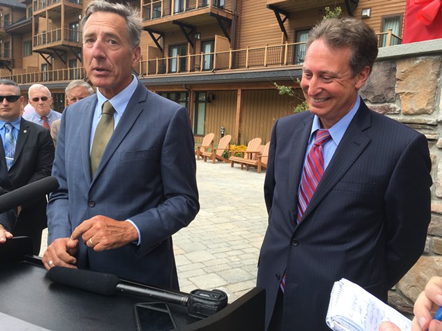 Gov. Peter Shumlin, left, and Michael Goldberg, the receiver appointed by a federal judge to oversee Jay Peak Resort and Burke Mountain - MARK DAVIS