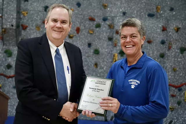 2023 Vermont Teacher of the Year Robyn Newton (right) with Education Secretary Dan French - COURTESY OF THE AGENCY OF EDUCATION