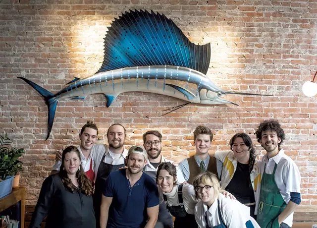 The team at Onion City Chicken &amp; Oyster. Front row: Laura Wade, Danny Zoch, Abby Olmstead and Echo Chartier. Back row: Emry Greene, Gillen Schofield, Dylan Campbell, Ryan Thornton, Mary Alberti and Omri Winkler. - LUKE AWTRY