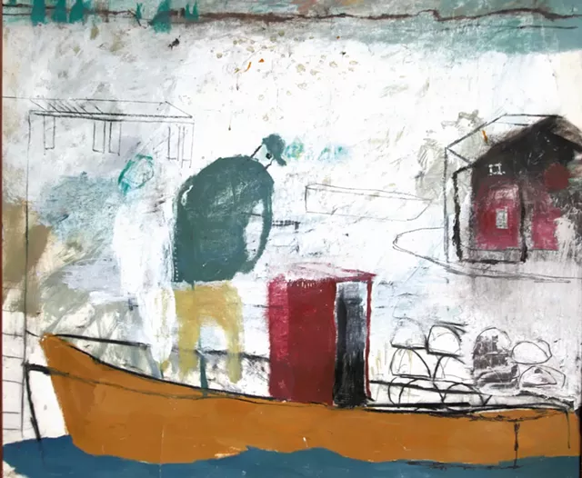Fisherman,” mixed media on paper by Donald Saaf - COURTESY OF KENT MUSEUM