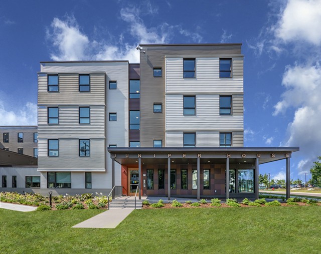 Cathedral Square's recently completed Juniper House, a mixed-income housing development for ages 55 and over at Cambrian Rise in Burlington - COURTESY CHAMPLAIN HOUSING TRUST